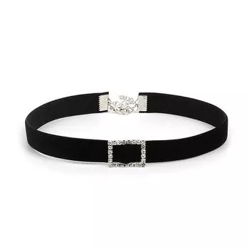 Модное джинсовое колье-чокер для женщин, регулируемая цепочка для ключиц, ожерелье с подвеской из страз, аксессуар 2 чёрный