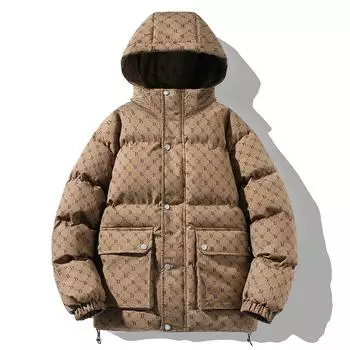 Модное фирменное хлопковое пальто с буквой B, мужское новое зимнее мужское пальто плюс утолщенный бархат, теплое хлопковое пальто с капюшоном, мужская одежда M