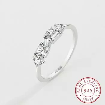 Модное геометрическое овальное кольцо с бриллиантами для женщин, круглые кристаллы из настоящего стерлингового серебра, ювелирные изделия на день Святого Валентина 6 серебряный