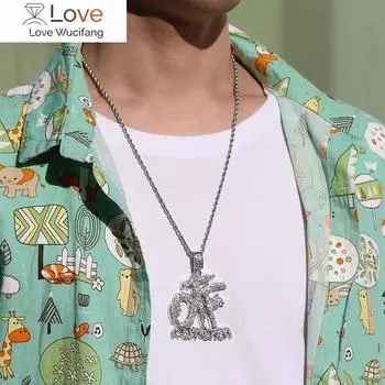 Модное хип-хоп мужское ожерелье с подвеской в виде букв OTF Crystal 13 мм, блестящие стразы, кубинская цепочка, ожерелья с замороженными камнями, рок-ювелирные изделия, подарок 20inch 4mm