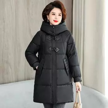 Модное хлопковое пальто для женщин, зимнее новое облегающее пальто средней длины, толстое теплое пальто для людей среднего и пожилого возраста M красный