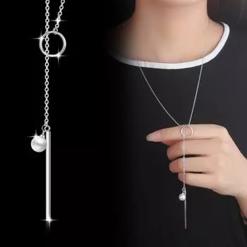 Модное и элегантное геометрическое ожерелье-цепочка для свитера, длинное простое женское ожерелье на осень и зиму, дикие декоративные аксессуары, ювелирное ожерелье Copper