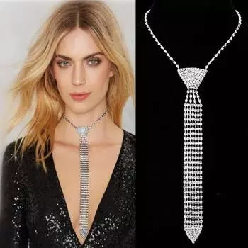 Модное и элегантное ожерелье-галстук, длинное ожерелье со стразами, цепочка из бисера, женские свадебные бальные украшения