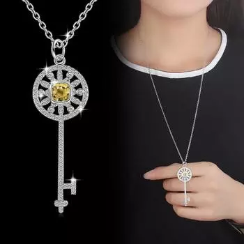 Модное и элегантное ожерелье-ключ, аксессуары, длинная цепочка для свитера, универсальная, осенне-зимняя, женская, короткая секция, цепочка для ключицы, ювелирное изделие с подвеской 65cm