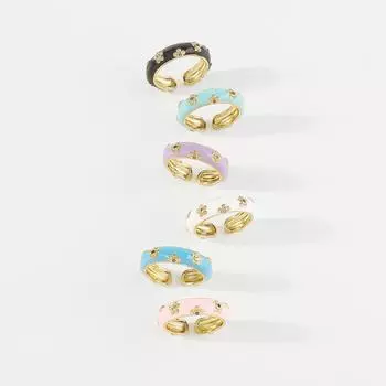 Модное и милое открытое кольцо с цветочным медным покрытием для женщин темно-синий