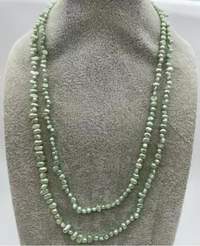 Модное и модное светло-зеленое маленькое ожерелье из натурального жемчуга для противоположного пола 40 дюймов