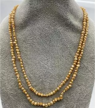 Модное и модное темно-желтое маленькое ожерелье из натурального жемчуга противоположного пола 40 дюймов.