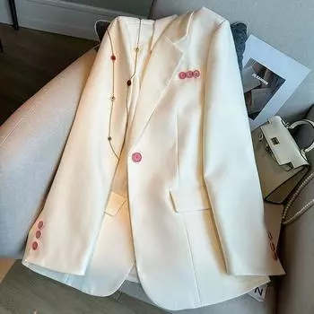 Модное и молодежное женское повседневное розовое пальто на пуговицах S