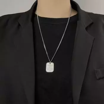 Модное и персонализированное модное брендовое ожерелье из титановой стали в стиле хип-хоп для мужчин и женщин, простой квадратный кулон с буквой, универсальное длинное ожерелье