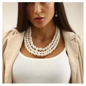 Модное и преувеличенное многослойное ожерелье с жемчужной ключицей красный