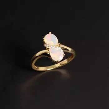 Модное и простое стильное кольцо из стерлингового серебра 925 пробы с натуральным опалом подходит для женщин, которые могут носить изысканные ювелирные подарки каждый день US RING SIZE:6# жёлтый