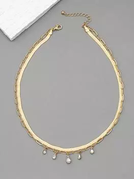 Модное и трендовое колье с несколькими слоями цепочек из змеиной кости, универсальное и высококлассное, колье с бриллиантами для женщин