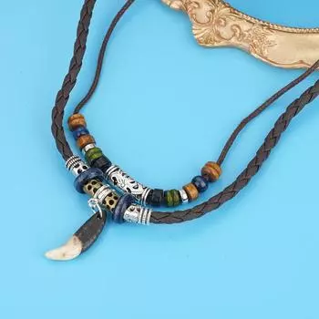 Модное и трендовое ожерелье-подвеска в виде зуба волка на плетеном шнурке для повседневной носки и дорожных аксессуаров