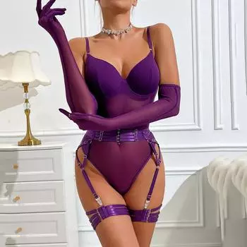 Модное и удобное эротическое нижнее белье фиолетовый костюм сексуальный новый сбор стальное кольцо перспектива S