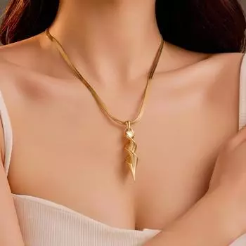 Модное и универсальное геометрическое ожерелье из витой змеиной кости золотой