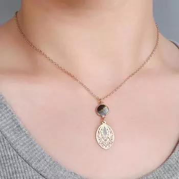 Модное и универсальное ожерелье с ажурным узором в виде капли воды, подвеска в виде ракушки, цепочка на ключицу, аксессуары для нишевого дизайна