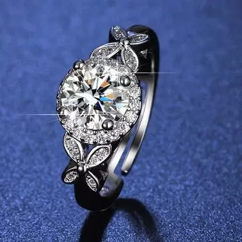 Модное имитационное мозамбикское бриллиантовое кольцо с полным бриллиантом, цирконом в один карат, открытое кольцо-бабочка, женские ювелирные изделия opening adjustable