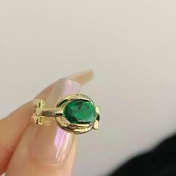 Модное индивидуальное кольцо с изумрудным цирконом и геометрическим темпераментом для вечеринки, женское