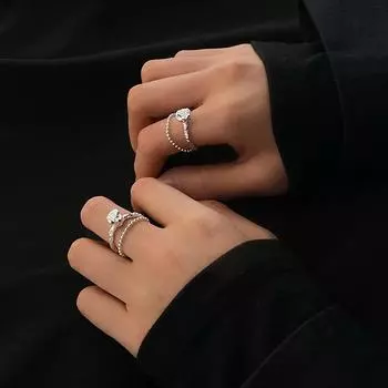 Модное индивидуальное модное кольцо с открытым указательным пальцем в стиле хип-хоп, красивое, с кисточкой, круглое, с бусинами, текстурой из фольги, для женщин Adjustable Opening