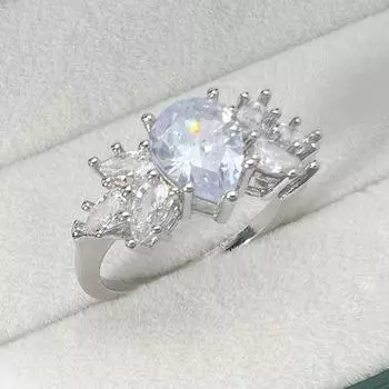 Модное индивидуальное парчовое кольцо с бриллиантом в форме груши Кольцо с бриллиантом 10