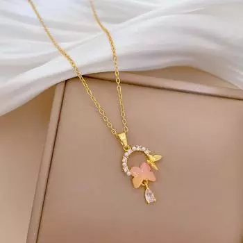 Модное изысканное ожерелье с подвеской в виде бабочки для женщин 45cm золотой