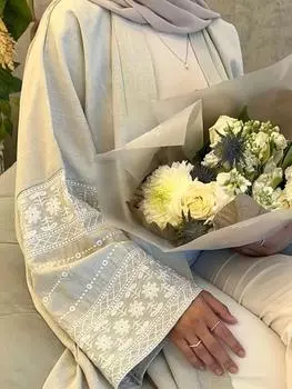 Модное кимоно с вышивкой, мусульманский халат большого размера, Сяри, женская полная длина, мусульманская верхняя одежда, Абая с поясом, wy1946 S чёрный