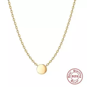 Модное классическое дисковое глянцевое женское ожерелье с подвеской в виде ключицы из стерлингового серебра S925 925 silver золотой