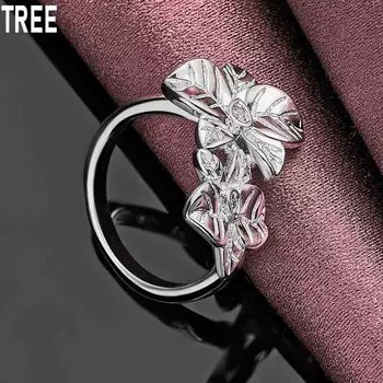 Модное кольцо-цветок из стерлингового серебра 925 пробы, изысканное очарование, модные свадебные украшения 7#