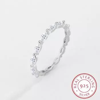 Модное кольцо для пары с овальным сломанным бриллиантом для женщин, геометрический кристалл, натуральное серебро, подарок на годовщину, ювелирные изделия 6 серебряный