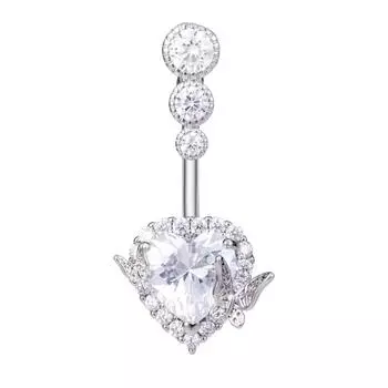 Модное кольцо для пирсинга пупка в виде бабочки и сердца, блестящее циркониевое кольцо для пирсинга пупка для женщин, сексуальные аксессуары для пирсинга тела, подарки A5