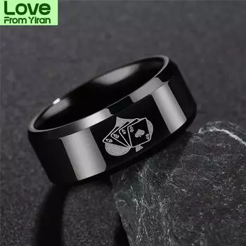 Модное кольцо для покера Spades, мужское кольцо из нержавеющей стали, черное кольцо для покера Spades, оптовая продажа Anel 7