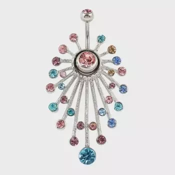 Модное кольцо для пупка из нержавеющей стали с цветочным принтом разноцветный