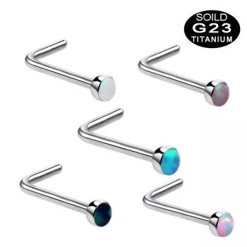 Модное кольцо-гвоздик из искусственного опала G23 18 г, твердое титановое кольцо для носа и губ, женские очаровательные украшения для пирсинга 1.0*6*2mm синий