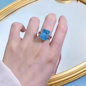 Модное кольцо из 18-каратного белого золота 10*14 мм с сапфиром с граненым драгоценным камнем для женщин, подарок на годовщину, ювелирные изделия из стерлингового серебра 925 пробы 9
