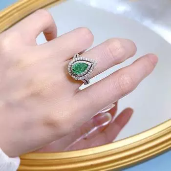 Модное кольцо из белого золота 18 карат с грушей 6*9 мм с сапфиром и граненым драгоценным камнем, юбилейное кольцо из стерлингового серебра 925 пробы, роскошные ювелирные изделия 9