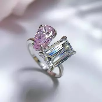 Модное кольцо из белого золота 18 карат, 6*11 мм, с сапфиром, граненый драгоценный камень, кольцо для женщин, подарок на годовщину, ювелирные изделия из стерлингового серебра 925 пробы 9