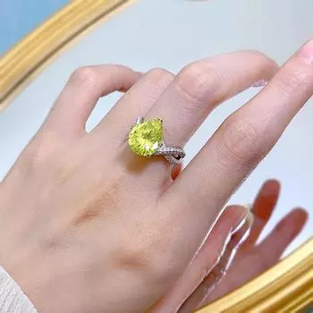 Модное кольцо из белого золота 18 карат с грушей 10*12 мм, граненый сапфир, кольцо с драгоценным камнем, обручальное, юбилейное, ювелирное изделие из стерлингового серебра 925 пробы 9