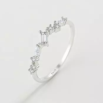 Модное кольцо из стерлингового серебра 925 пробы для женщин, сверкающее вечерние бриллиантовое циркониевое кольцо для помолвки, свадебный подарок, ювелирные изделия 6 серебряный