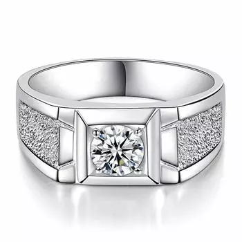 Модное кольцо из стерлингового серебра 925 пробы для мужчин, свадебные аксессуары на палец, модное матовое кольцо с камнем, мужские украшения resizable