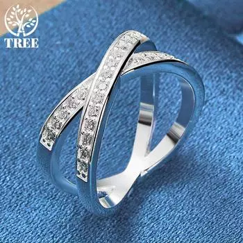 Модное кольцо из стерлингового серебра 925 пробы, свадебные украшения 7#