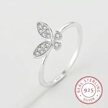 Модное кольцо из стерлингового серебра 925 пробы, модное регулируемое кольцо на палец FlyingButterfly для очаровательных женщин, ювелирные изделия, подарок на вечеринку, ювелирные изделия из стерлингового серебра 6 серебряный