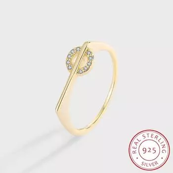 Модное кольцо из стерлингового серебра для женщин, инкрустированное кольцо с цирконом AAAA, желтый геометрический круг, ювелирные изделия из стерлингового серебра S925, серебряный подарок 6 жёлтый