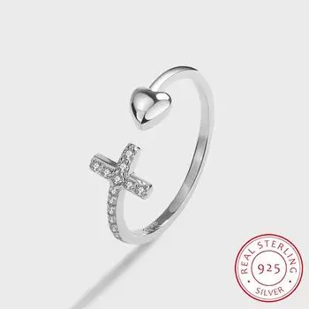 Модное кольцо из стерлингового серебра с цирконом AAAA для женщин, ювелирные изделия из стерлингового серебра с крестом любви, блестящее кольцо с цирконом, кольцо для пары, ювелирное изделие из стерлингового серебра, подарок серебряный