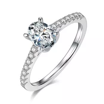 Модное кольцо овальной огранки 5*8 мм VVS1 D Цвет настоящий муассанит с бриллиантом, стерлинговое серебро 925 пробы, белое золото 18 карат, кольцо, подарок на годовщину 9