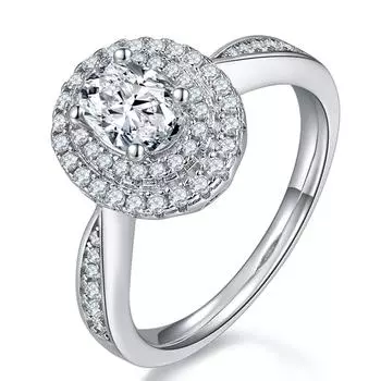 Модное кольцо с овальной огранкой 5 * 8 мм Vvs1 D-цвета, настоящий муассанит с бриллиантом из стерлингового серебра 925 пробы и белого золота 18 карат, подарок на годовщину 9