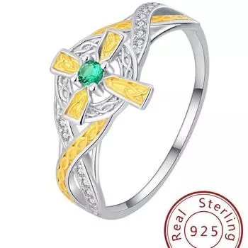 Модное кольцо S925, креативное кольцо из циркона с микроинкрустацией в виде креста, европейское и американское двухцветное кольцо, геометрические кольца, свадебные украшения 6