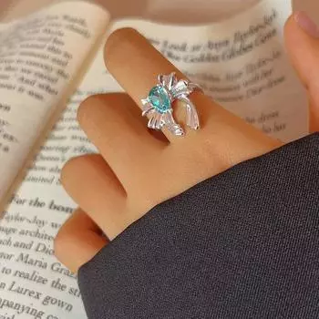 Модное кольцо с бабочкой из голубого циркония, простое регулируемое кольцо с отверстием, женские украшения, подарок, бижутерия для вечеринки