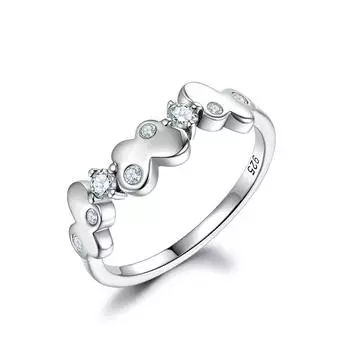 Модное кольцо с бабочкой в стиле нишевого дизайна, универсальное легкое роскошное кольцо из стерлингового серебра 925 пробы US code 7 # белого золота