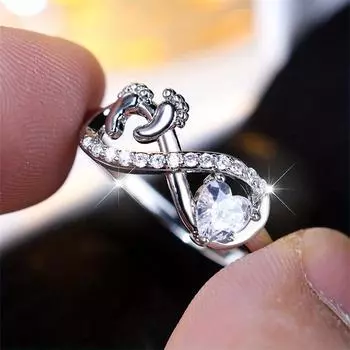 Модное кольцо с белым камнем и когтями в форме сердца, милые бесконечные кольца для ног и лап любви для мамы, ювелирные изделия на день матери, подарки 6 белый