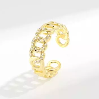 Модное кольцо с бриллиантами, европейское и американское кольцо с цепочкой из 18-каратного золота с цирконием, в наличии adjustable золотой